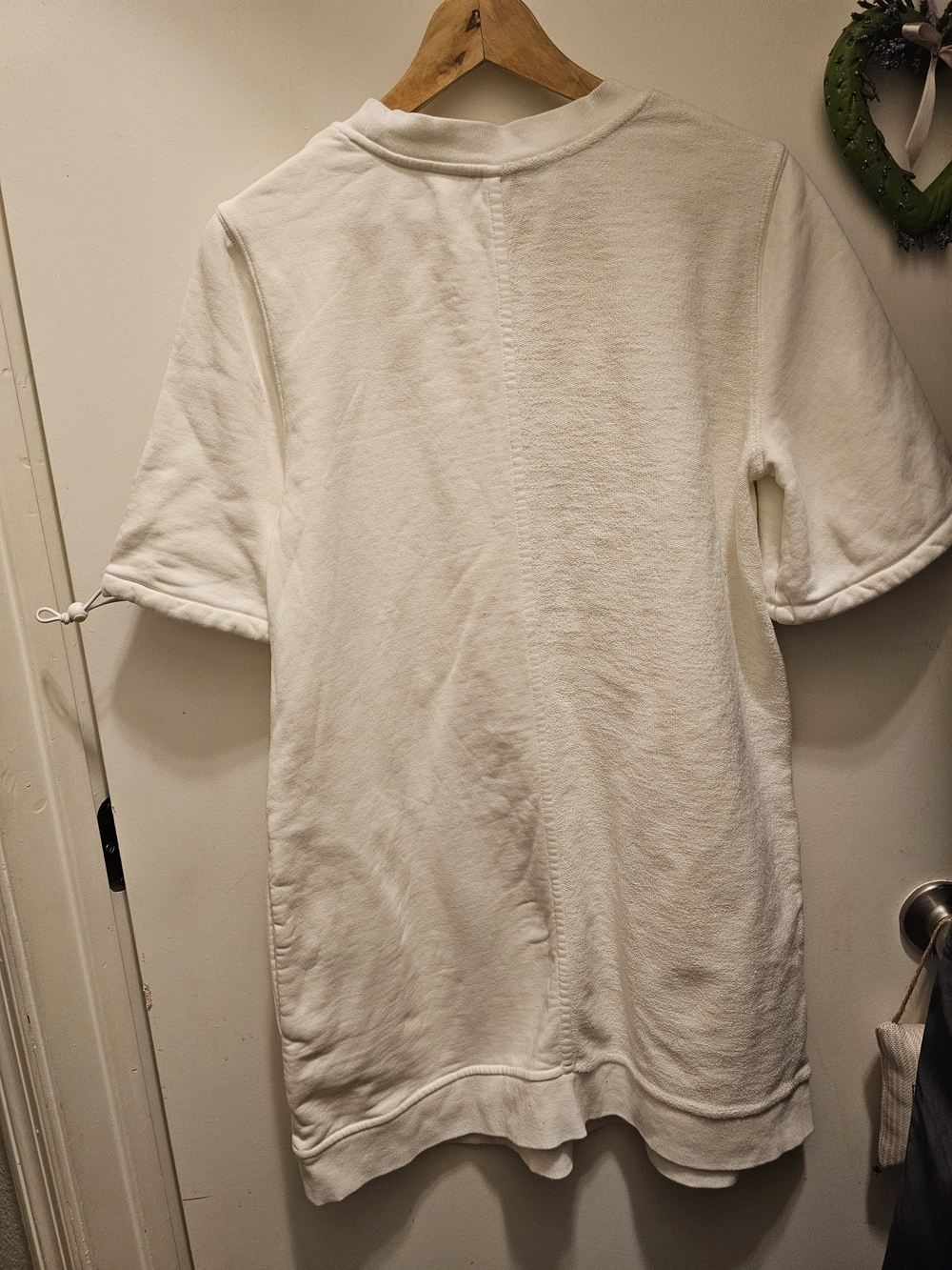 Staud White Short Sleeve Toggle Sweatshirt Dress Size As Pockets Logo On Hem Euc